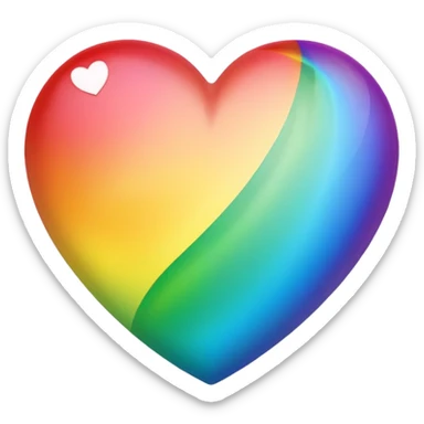 heart with rainbow gradient and leaf sticker