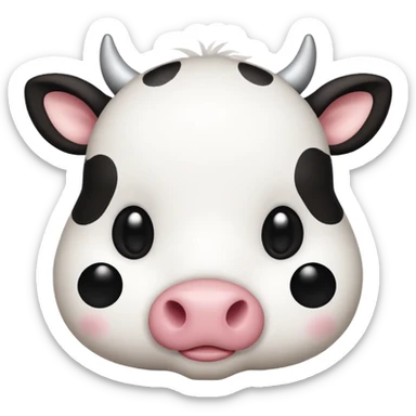 simple kawaii cow face, very simple dot eyes, big pupils sticker