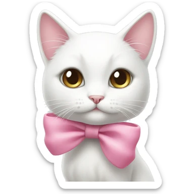 white cat with pink bow cute and lady like sticker