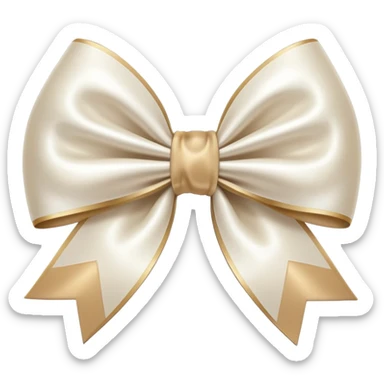 white and beige biggest satin bow sticker