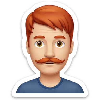 red haired guy with moustache sticker