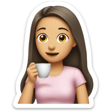 Girl sipping tea sticker