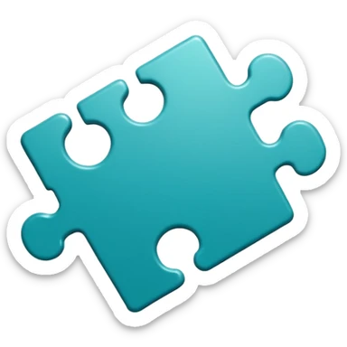 puzzle piece emoji, classic jigsaw shape, teal sticker