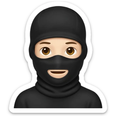 emoji face wearing a black balaclava, no text sticker