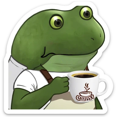 Hello kitty drinking coffee sticker