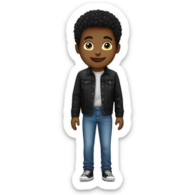 Adolescente con polera negra levis en el computador sticker