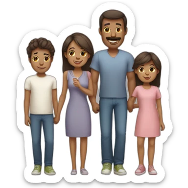 mam and dad with 2 daughters and 1 son sticker