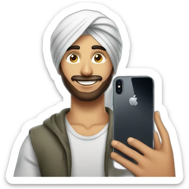 Punjabi young boy taking mirro selfie with iphone x sticker