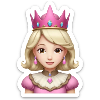mushroom princess portrait, head and shoulders only, pink mushroom crown, elegant fantasy dress collar, warm smile, 3D cartoon, mobile game icon style, clean background, no text, no watermark
 
 sticker