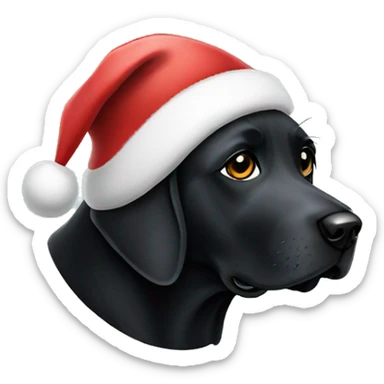 Black lab wearing Santa hat sticker