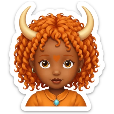 black baby girl with horns and orange hair sticker