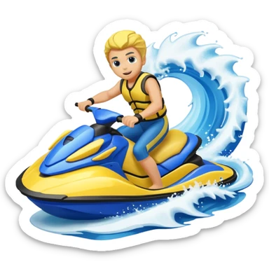 Jekski  blue yellow, bad ass jumping waves on the Jet Ski sticker