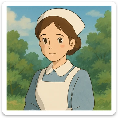 nurse character in ghibli style sticker