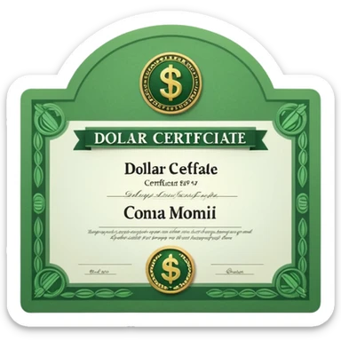 dollar certificate sticker