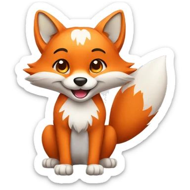 fox greeting with waving paws sticker