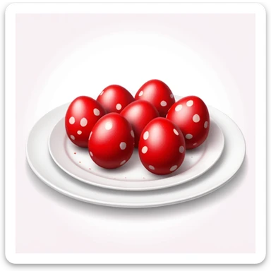 A few painted in red eggs for Easter on the plate sticker