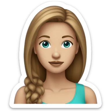 beautiful woman, straight light brown hair, aqua eyes sticker