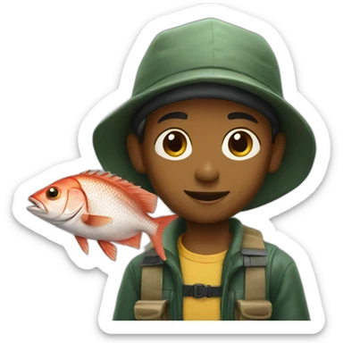 Young Fisherman with snapper sticker