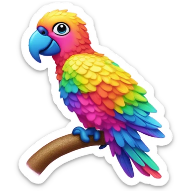 Lisa frank rainbow sparkly pink parrot  sticker