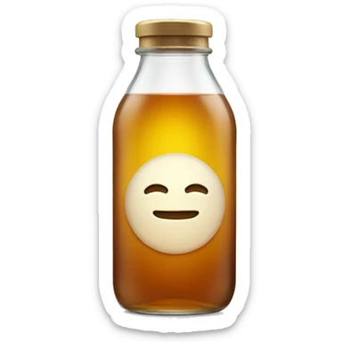 glass bottle with light tea sticker