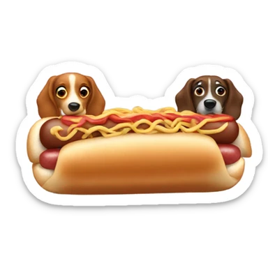 Two hotdogs eating spaghetti, Lady, and the tramp style sticker