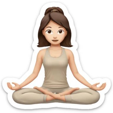 brunette yoga girl light crema clothes n sticker