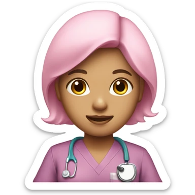 girl nurse in pink scrubs  sticker