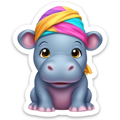 baby hippo wearing durag  sticker