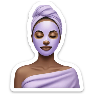 Lady with pastel Purple face mask spa beauty full face relaxing sticker