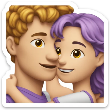 White skin Young man and girl hugs with heart sticker