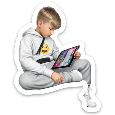 casual boy with hoodie sitting sticker