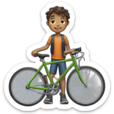 a boy with a bicycle sticker