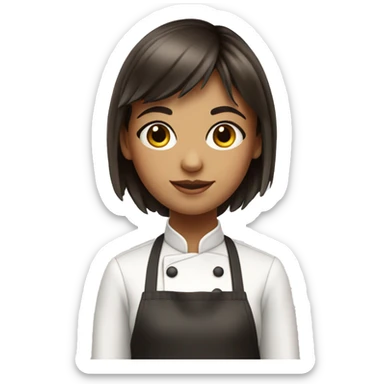 Pastry chef girl brunette with bangs sticker
