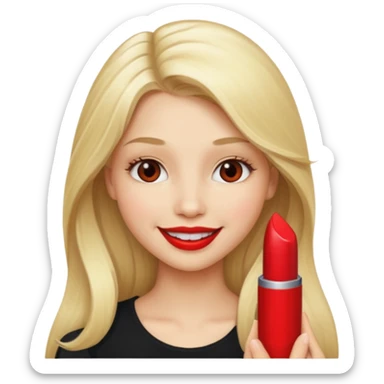 Long hair blonde girl red l;ipstick  sticker
