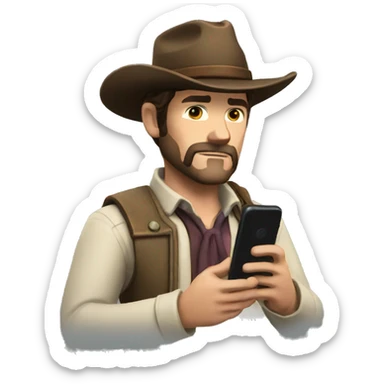 arthur morgan using a smart phone sticker