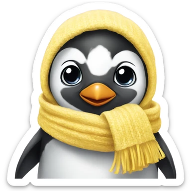 Baby Penguin with Pink-Yellow Hearted Scarf sticker