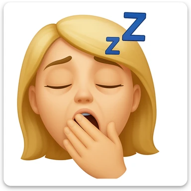 Make this emoji look even more sleepy: add heavy eyelids, a yawn with a hand, and a Zzz above the head in emoji style sticker