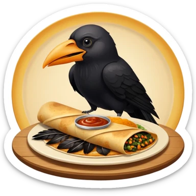 Crow eating dosa sticker