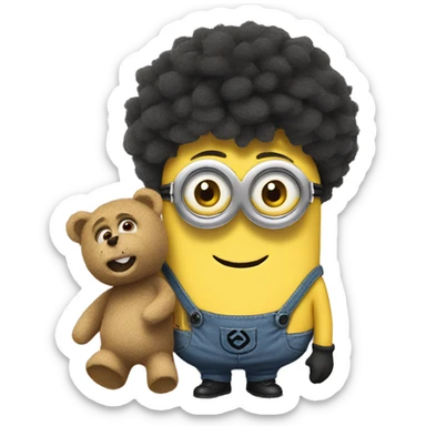 Minions with teddy bear  doll sticker
