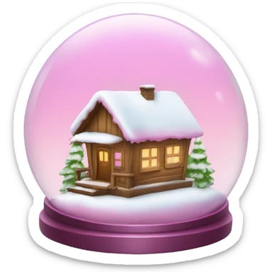 pink snow globe with a warm cabin  sticker