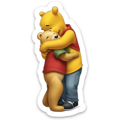 winnie the pooh with eminem hugging sticker
