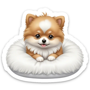 newborn puppy pomeranian on white pillow sticker