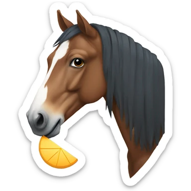 Horse eating a hexagon sticker