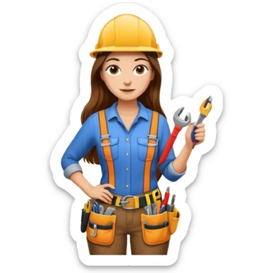 beautiful girl with long brown hair constructing new lounge room area sticker