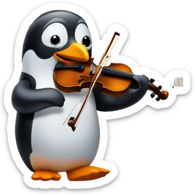 Penguin with violin and notes sticker