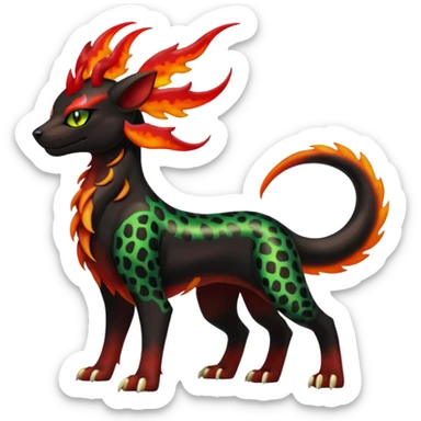 Elemental Groovy Diaphanous Scaley Demonic Liepard-Houndoom-Litten-Sprigatito-Pokémon-fusion-creature (full body) sticker