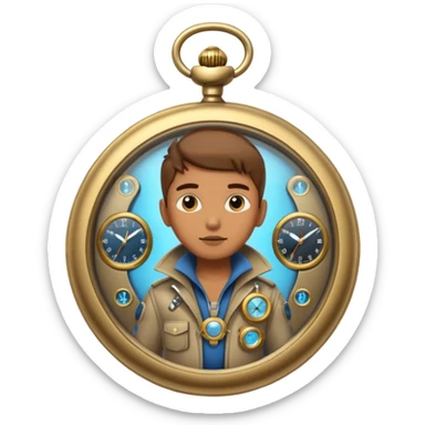future Explorer with futuristic pocket watch sticker