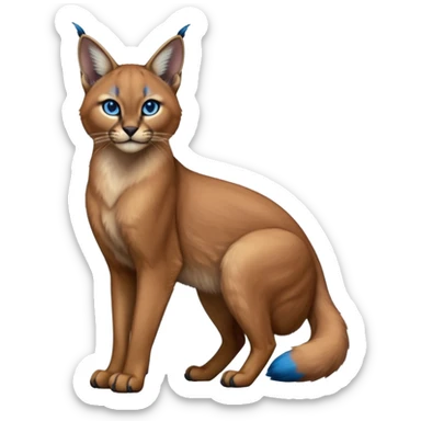 Realistic wild real life dark neon-blue caracal photo IRL outside (full body) sticker