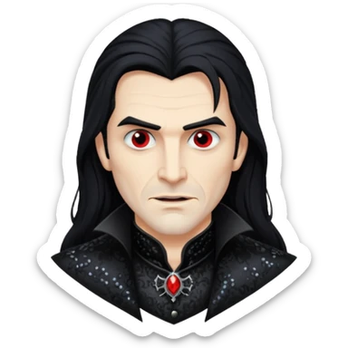 Valdislaus Dracula from Van Helsing with long black hair, black sequin outfit sticker