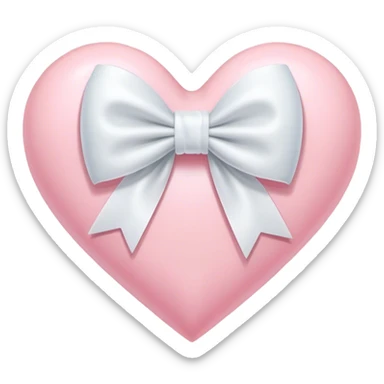 Pastel pink heart with white bow sticker